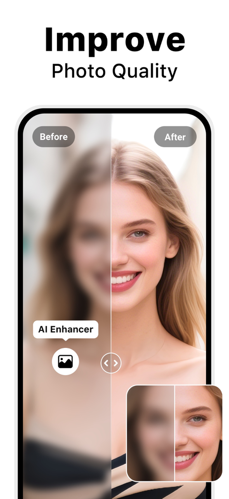 Video Enhancer - Utool - Vorher-Nachher-Vergleich, der eine verbesserte Fotoqualität mit Utool AI Enhancer zeigt