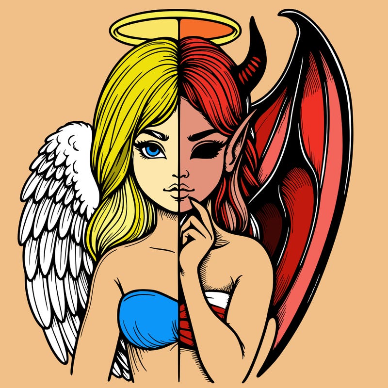 realistic angel half demon