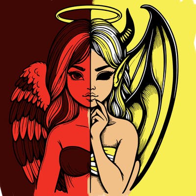 realistic angel half demon