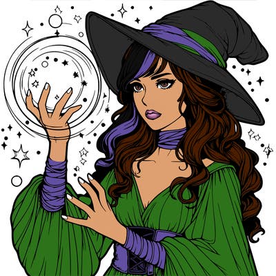 realistic women sorcerer using magic