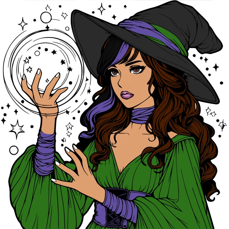 realistic women sorcerer using magic