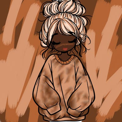 girl with baggy sweatshirt and messy bun