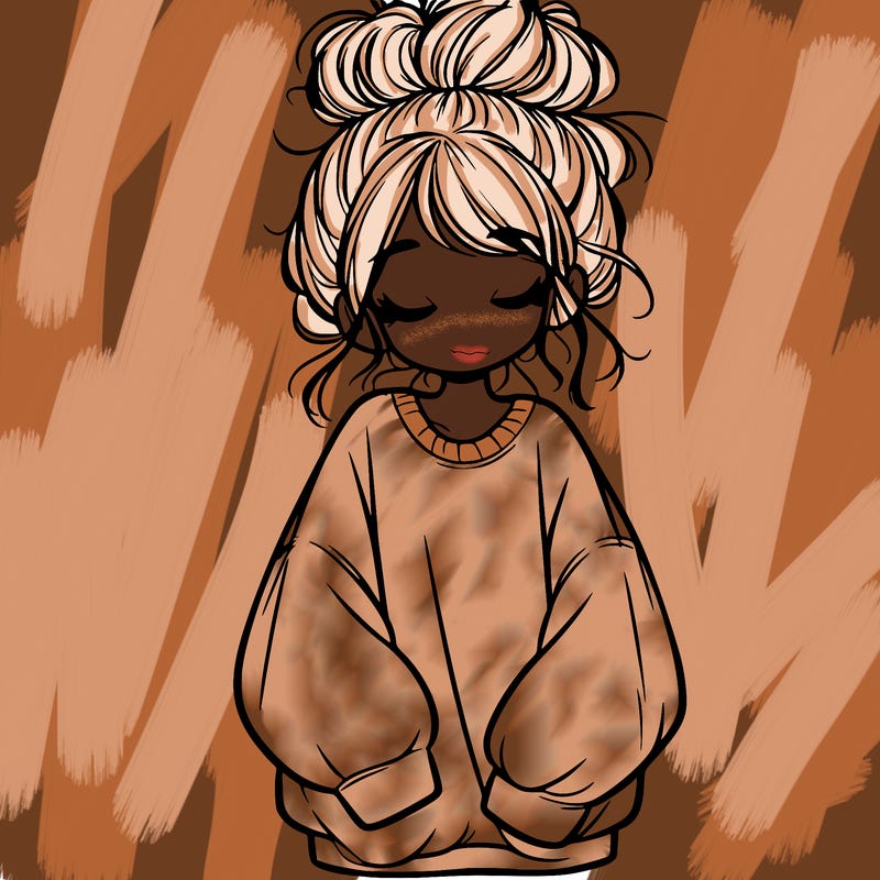 girl with baggy sweatshirt and messy bun