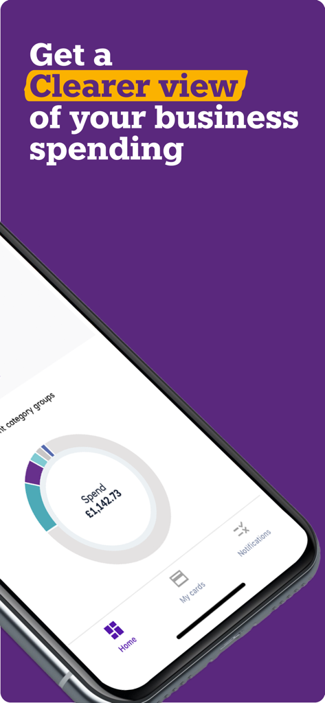 NatWest ClearSpend app interface showing business spending breakdown on a smartphone screen