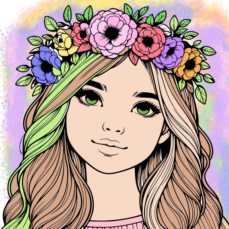 realistic girl with flower crown