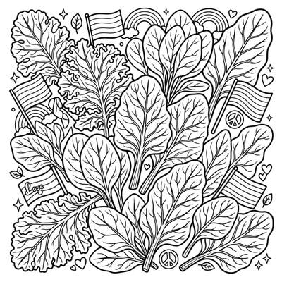 Dive into a garden of vibrant greens mixed with symbols of love and diversity. This engaging coloring page is perfect for young artists celebrating Pride Month.
