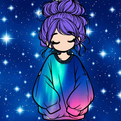 girl with baggy sweatshirt and messy bun