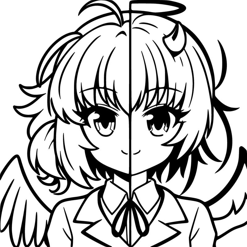 half angel and half devil girl anime