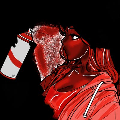 a realistic girl spray, painting