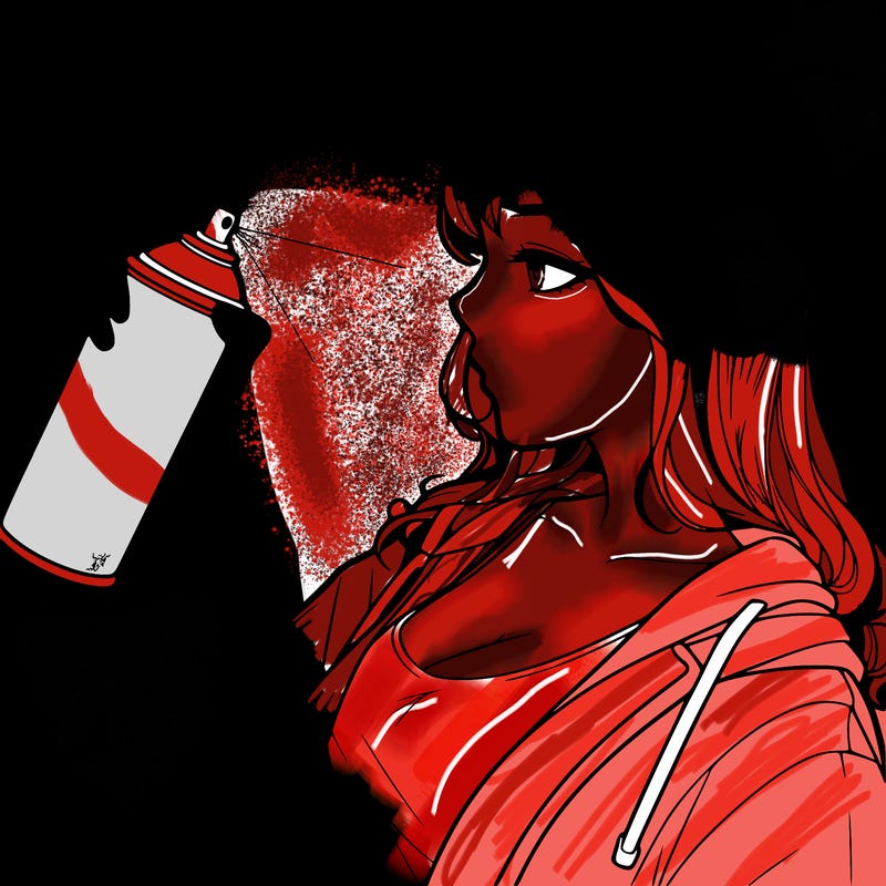 a realistic girl spray, painting