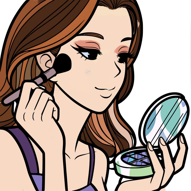 little girl putting on makeup