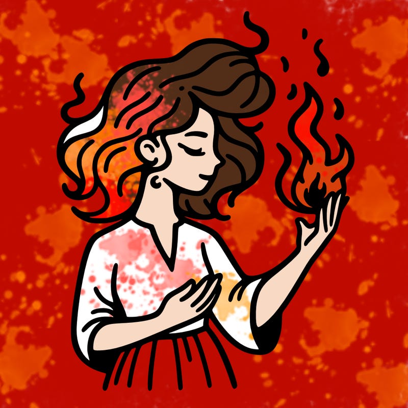 woman with fire