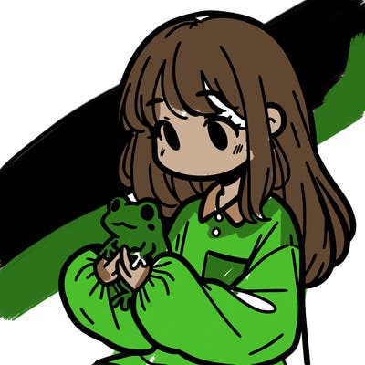 girl with long hair and a oversized shirt. and she is holding a frog