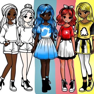 a group of five girls