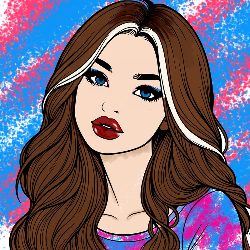 realistic girl with hair on her hair and lips