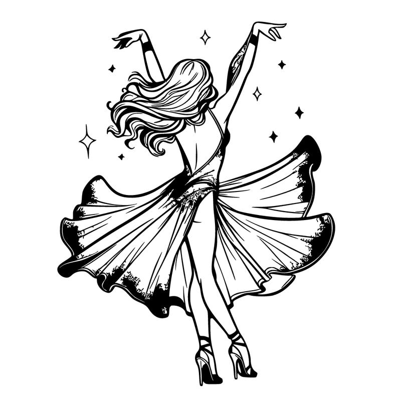 dancer dancing with a shimmery costume on realistic