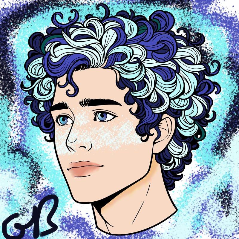 realistic guy with curly hair