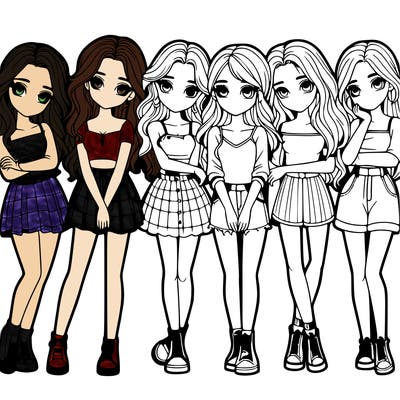 a group of girls realistic