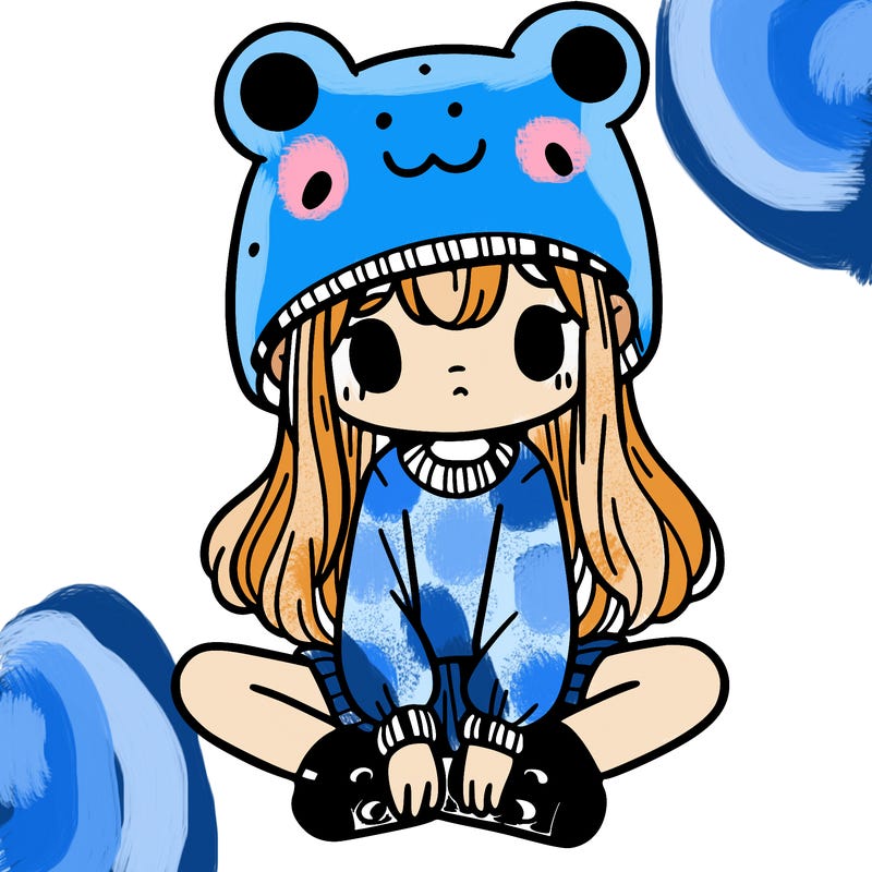 a girl wearing a frog hat and some frog socks