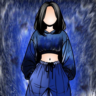realistic girl faceless with baggy pants and a crop top