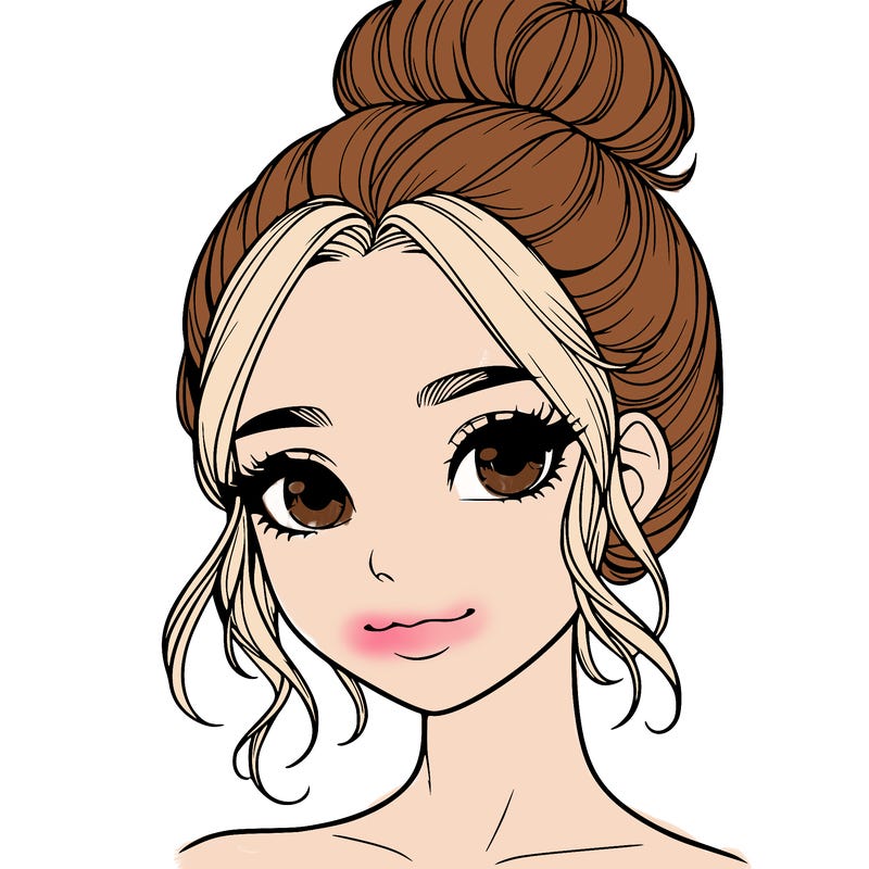 realistic pretty girl with hair in bun