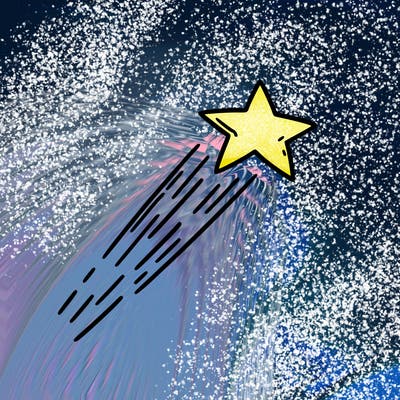 a shooting star in the sky