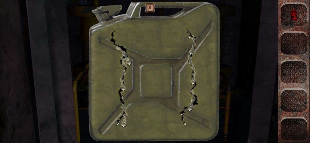 Uma peça de quebra-cabeça de galão de combustível verde rachado em Escape Ship Adventure