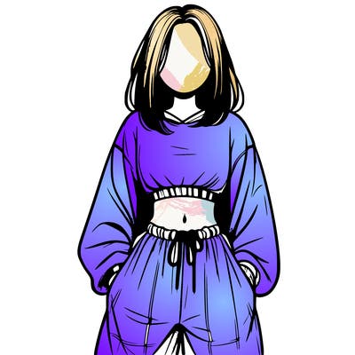 realistic girl faceless with baggy pants and a crop top
