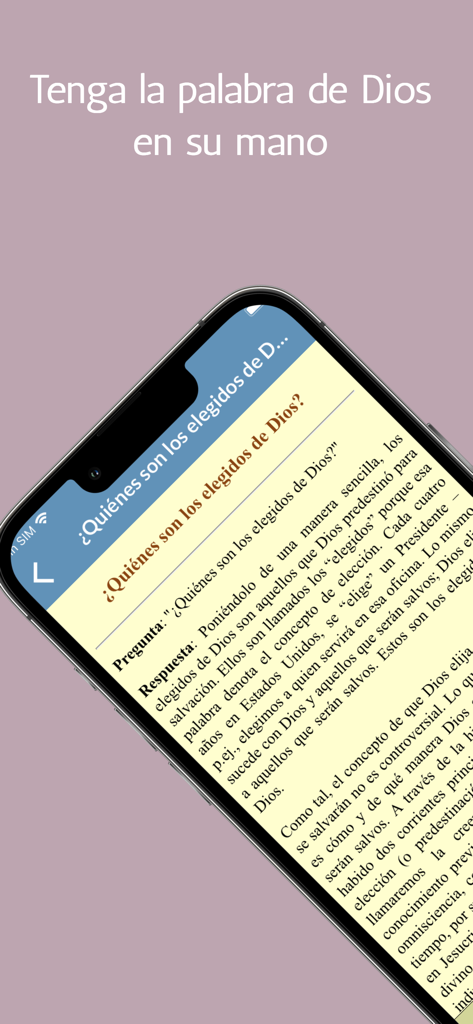 Estudios Bíblicos y Biblia - Pantalla de smartphone mostrando un artículo de estudio bíblico en español sobre los escogidos de Dios.