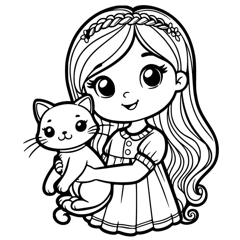 girl holding cat