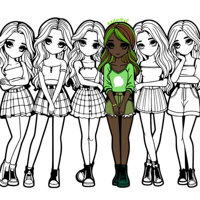 a group of girls realistic