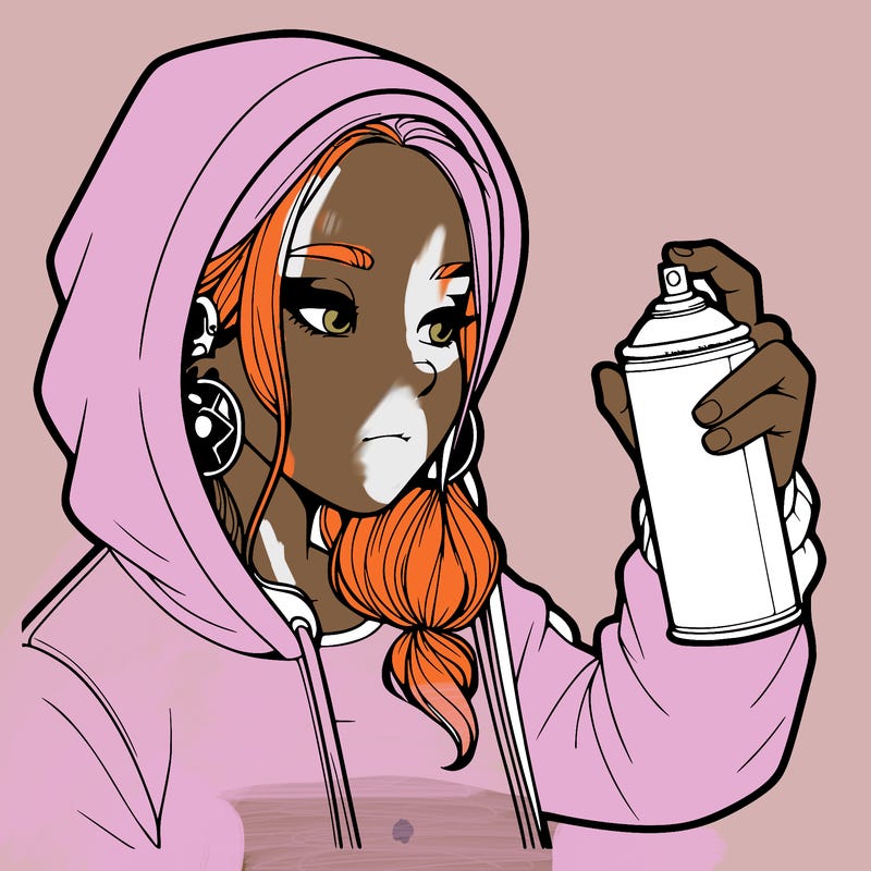a realistic girl, spray painting