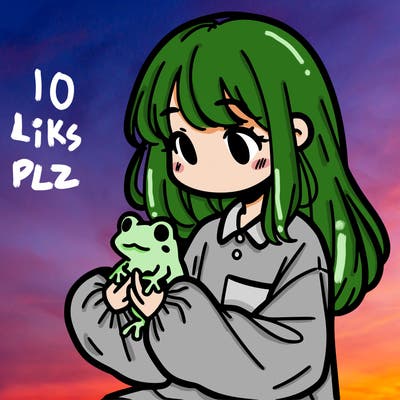 girl with long hair and a oversized shirt. and she is holding a frog