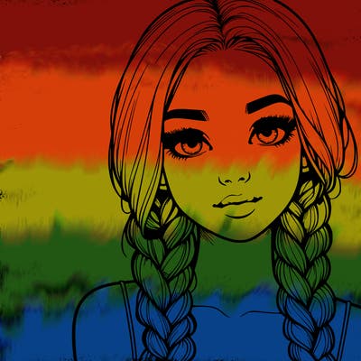 realistic girl with braids