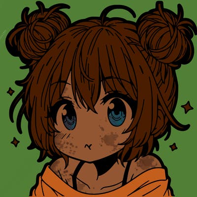 a manga girl with messy small buns