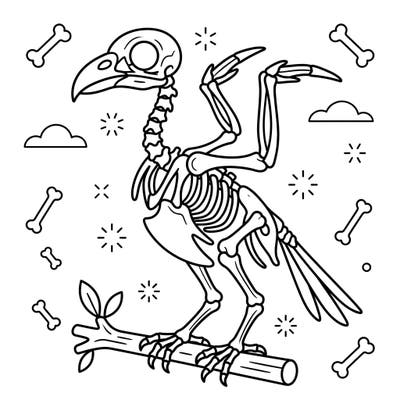 Embark on an exciting journey into the world of avian anatomy with this unique bird skeleton coloring page designed especially for kids. It's a fantastic way for young artists to learn about science while expressing their creativity with vibrant colors.