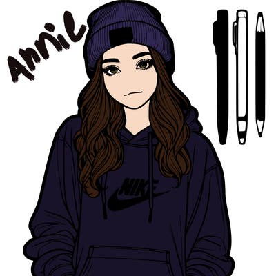 realistic girl wearing a hoodie and a beanie and nikes