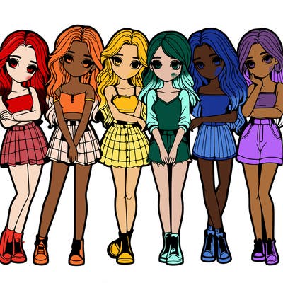 a group of girls realistic