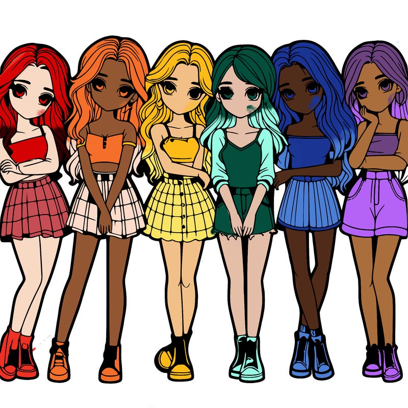 a group of girls realistic