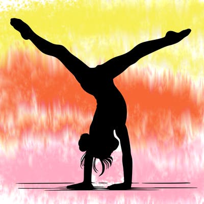realistic gymnastic hand stand girl in four splits