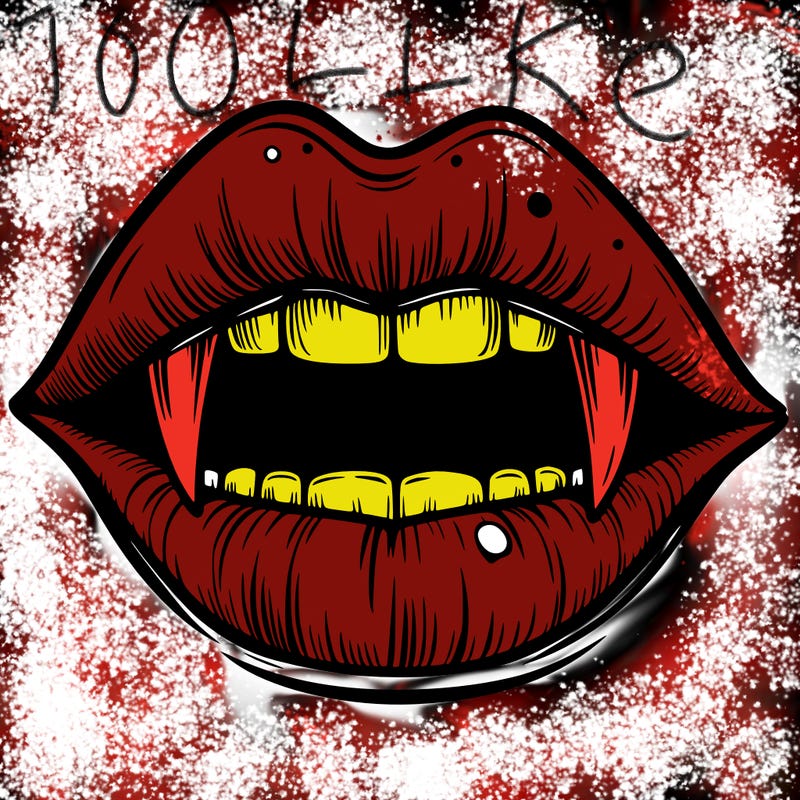 lips with vampire teeth