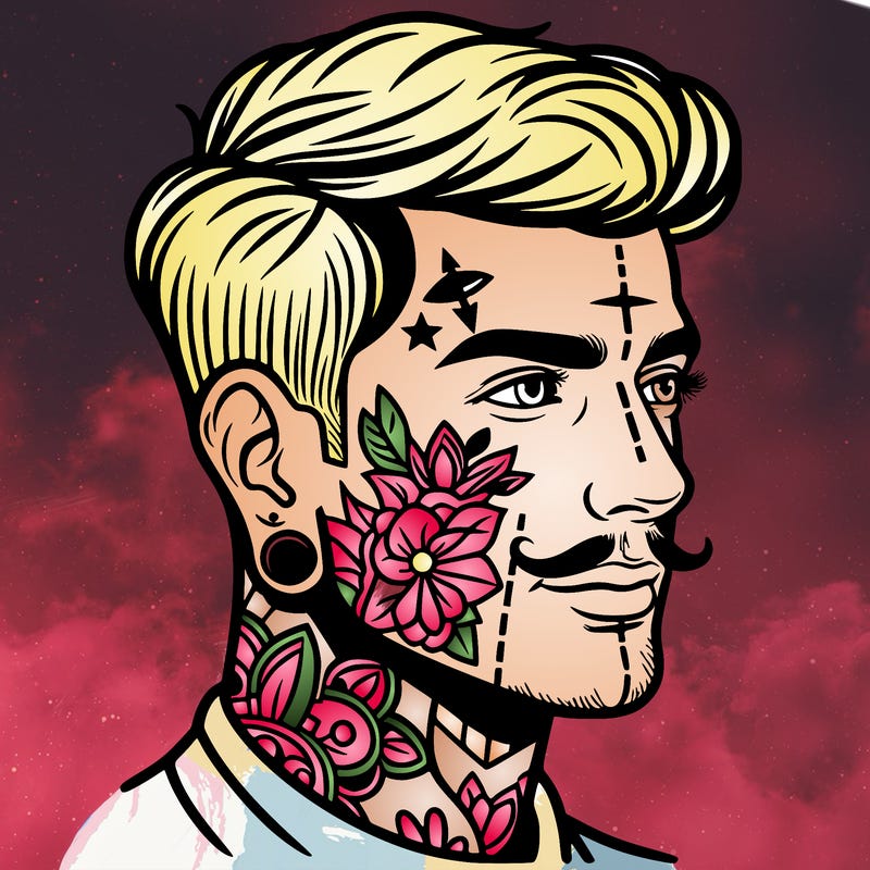 man with face tattoos
