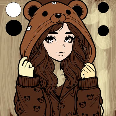 realistic girl in a animal pjs hoodie