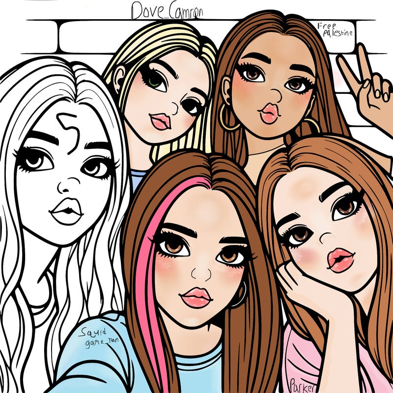 group of teen girls friends y2k up close in a selfie