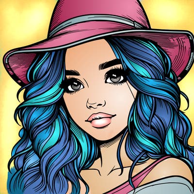 realistic girl with hat