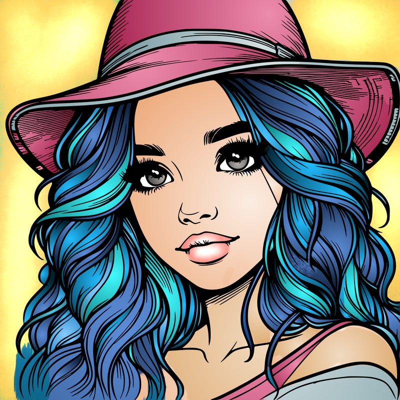 realistic girl with hat