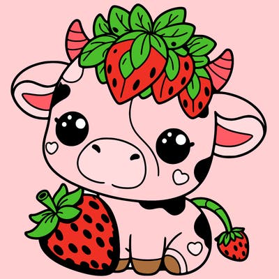 cute strawberry cow