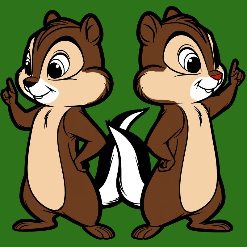 two tamias standing up split realistic