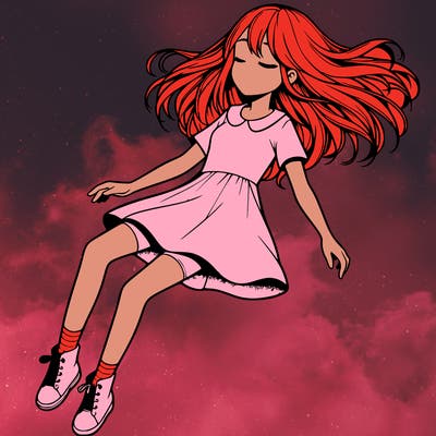 realistic girl floating