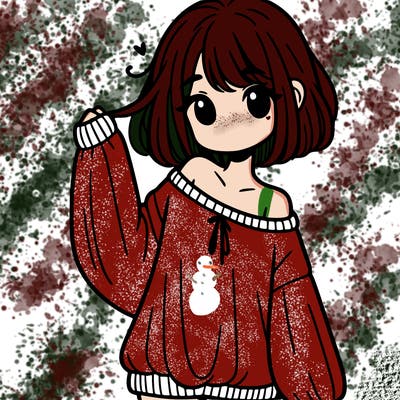 girl in baggy sweater hanging off her shoulder